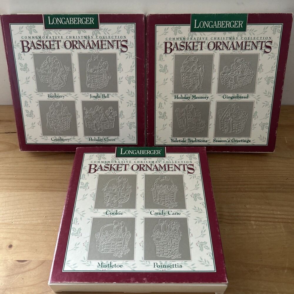 Vintage Longaberger Basket Ornaments Lot of 3 Boxes of 4 1995 - 1997